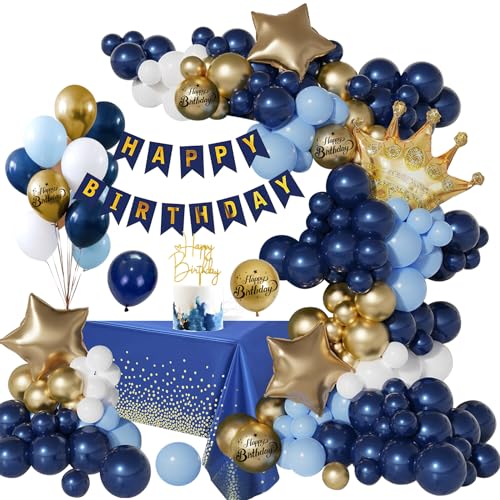 Geburtstag Deko Marineblaues Gold, Geburtstag Mann Frauen Geburtstagdeko Marineblaues Gold, Happy Birthday Girlande Ballon Deko, Deko Geburtstag Luftballons, Birthday Party Decorations von Vcumter