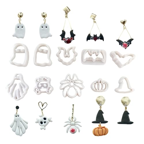 10 Stück Halloween-Themen-Tonschneider, Halloween-Ton-Ohrring-Ausstecher, Tonformen, Ton-Ohrring-Schneider für Ton-Schmuckherstellung 10 Stück Halloween-Themen-Tonschneider, Halloween-Ton-Ohrring-Ausstecher, Tonformen, Ton-Ohrring-Schneider für Ton-Schmuckherstellung von Vdaxvme