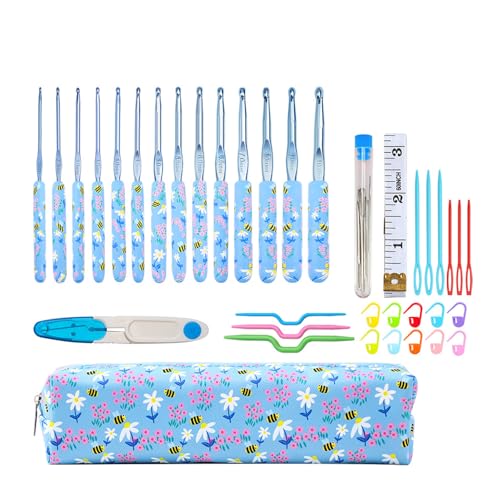 Häkelnadel-Set mit weichem Griff, ergonomischer Griff, Häkelnadel-Set zum Häkeln, Weben, Strickprojekt für Garne, Handwerk, 9/12 Stück Häkelnadel-Set mit weichem Griff, ergonomischer Griff, Häkelnadel-Set zum Häkeln, Weben, Strickprojekt für Garne, Handwerk, 9/12 Stück von Vdaxvme
