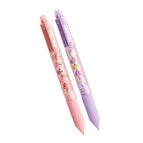 Vdaxvme 2 Stück 0,5 mm Kugelschreiber, glattes Schreiben, schwarze Tinte, Druckstift, schöner einziehbarer Kugelschreiber für die Schule von Vdaxvme