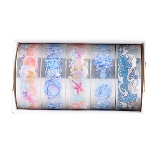 Vdaxvme 5 Rollen dekoratives Klebeband mit Blumenmuster, transparentes Klebeband, Hand-Kontageband, Künstler-Klebeband für Scrapbook Vdaxvme 5 Rollen dekoratives Klebeband mit Blumenmuster, transparentes Klebeband, Hand-Kontageband, Künstler-Klebeband für Scrapbook von Vdaxvme