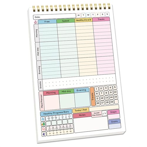 Vdaxvme A 5 Habits Trackers Notizbuch Gewohnheiten-Tagebuch mit Spiralbindung, tägliche Gewohnheiten-Tracker, Kalorienplaner, Zeitpläne von Vdaxvme