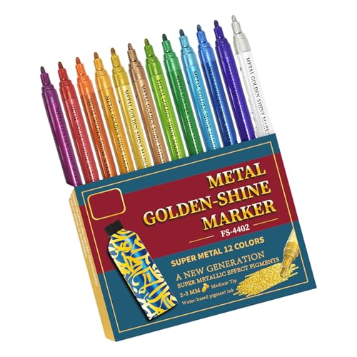 Vdaxvme Doppelendiger, glitzernder Acrylstift, 12 Farben, metallischer Acryl-Marker für Scrapbooking, Tagebuch, Planer, Karte Vdaxvme Doppelendiger, glitzernder Acrylstift, 12 Farben, metallischer Acryl-Marker für Scrapbooking, Tagebuch, Planer, Karte von Vdaxvme