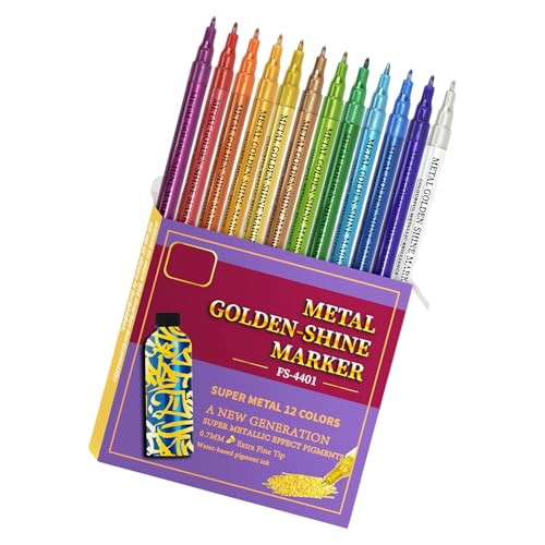 Vdaxvme Doppelendiger, glitzernder Acrylstift, 12 Farben, metallischer Acryl-Marker für Scrapbooking, Tagebuch, Planer, Karte Vdaxvme Doppelendiger, glitzernder Acrylstift, 12 Farben, metallischer Acryl-Marker für Scrapbooking, Tagebuch, Planer, Karte von Vdaxvme