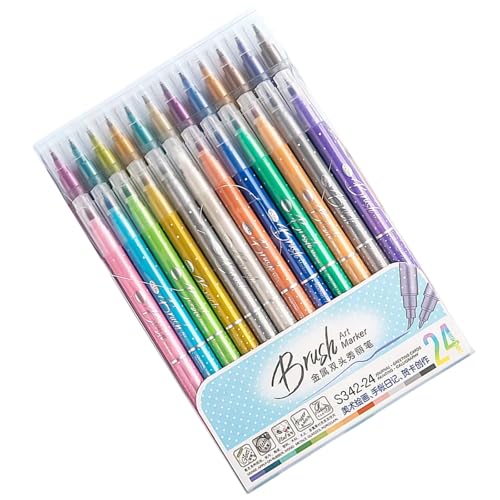 Vdaxvme Doppelseitiger Glitzer-Textmarker, 6/12/24 Farben, metallischer Marker, Pinselstift für Scrapbooking, Tagebuch, Planer, Karte Vdaxvme Doppelseitiger Glitzer-Textmarker, 6/12/24 Farben, metallischer Marker, Pinselstift für Scrapbooking, Tagebuch, Planer, Karte von Vdaxvme