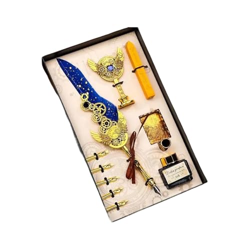 Vdaxvme Federstift und Tinten Set Kalligraphie Stift Dip Pen Set Füllfederhalter Set Wachssiegel Stempel Kits Kunstbedarf von Vdaxvme