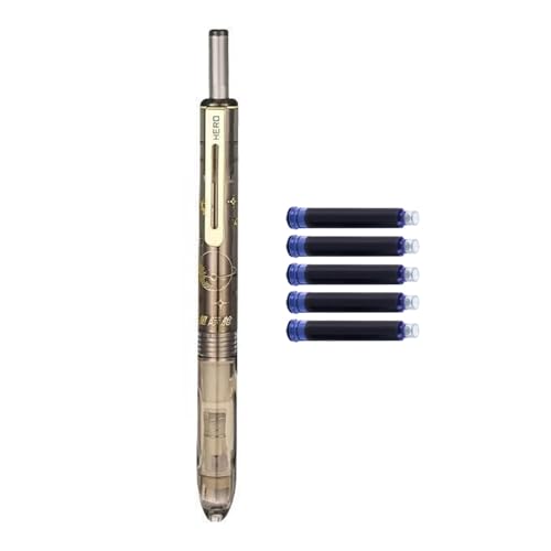 Vdaxvme Füllfederhalter mit 5 Tintenpatronen, 0,38 mm, Metall, einziehbare Tinte, Stift zum Schreiben Vdaxvme Füllfederhalter mit 5 Tintenpatronen, 0,38 mm, Metall, einziehbare Tinte, Stift zum Schreiben von Vdaxvme