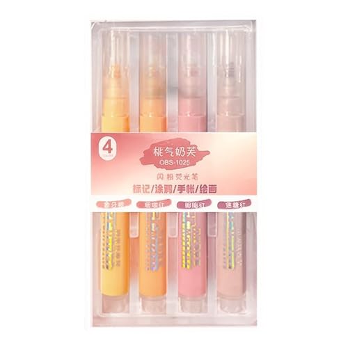 Vdaxvme Glitzernde Textmarker, 4 mm Strichbreite, gemeißelte Spitze, Marker zum Zeichnen, Scrapbooking, Tagebuch, Planer, Karten, 4 Stück Vdaxvme Glitzernde Textmarker, 4 mm Strichbreite, gemeißelte Spitze, Marker zum Zeichnen, Scrapbooking, Tagebuch, Planer, Karten, 4 Stück von Vdaxvme