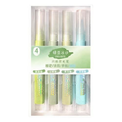 Vdaxvme Glitzernde Textmarker, 4 mm Strichbreite, gemeißelte Spitze, Marker zum Zeichnen, Scrapbooking, Tagebuch, Planer, Karten, 4 Stück Vdaxvme Glitzernde Textmarker, 4 mm Strichbreite, gemeißelte Spitze, Marker zum Zeichnen, Scrapbooking, Tagebuch, Planer, Karten, 4 Stück von Vdaxvme