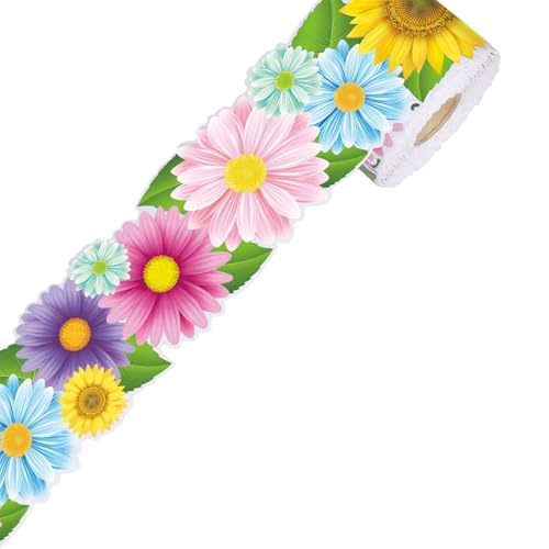 Vdaxvme Pinnwand-Bordüre, Trimmer, Postertafel, Dekoration, Pinnwand, Blumen-Bordüre, gewellte Bordüre von Vdaxvme