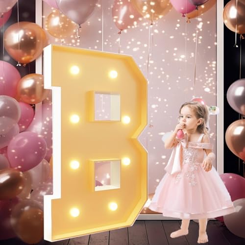 4 ft Marquee-Leuchtbuchstaben „J“ Marquee-Buchstaben for Geburtstags- und Jubiläumsparty-Dekor Mosaik-Buchstaben for Luftballons Buchstaben-Set aus vorgeschnittenen Schaumstoffplatten(Letter B) von Vdhfgso
