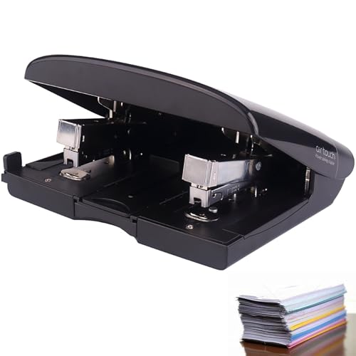 Vdniduir Manueller Doppelkopf-Hefter, Doppelloch-Doppelnagelhefter, Buchbindemaschine, für Schulen, Unternehmen, Lager (schwarz) von Vdniduir