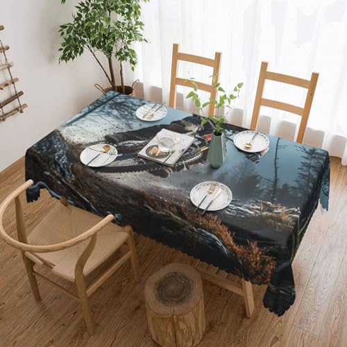 VducK Tischdecke mit Mountainbike-Turnierdruck, wasserabweisend, abwischbar, rechteckig, Tischdecke für Esstisch, Küche, Abendessen, Picknick, Outdoor, Party, 137 x 183 cm VducK Tischdecke mit Mountainbike-Turnierdruck, wasserabweisend, abwischbar, rechteckig, Tischdecke für Esstisch, Küche, Abendessen, Picknick, Outdoor, Party, 137 x 183 cm von VducK