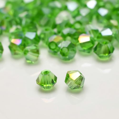 Tschechische Glas-Doppelkegel-Perle, 2/3/4/6/8 mm, facettierte Kristalle, lose Abstandsperlen, DIY für Schmuckherstellung, Zubehör, Handarbeitszubehör, Grün ab, 4 mm, 270 Stück Tschechische Glas-Doppelkegel-Perle, 2/3/4/6/8 mm, facettierte Kristalle, lose Abstandsperlen, DIY für Schmuckherstellung, Zubehör, Handarbeitszubehör, Grün ab, 4 mm, 270 Stück von VeGiq