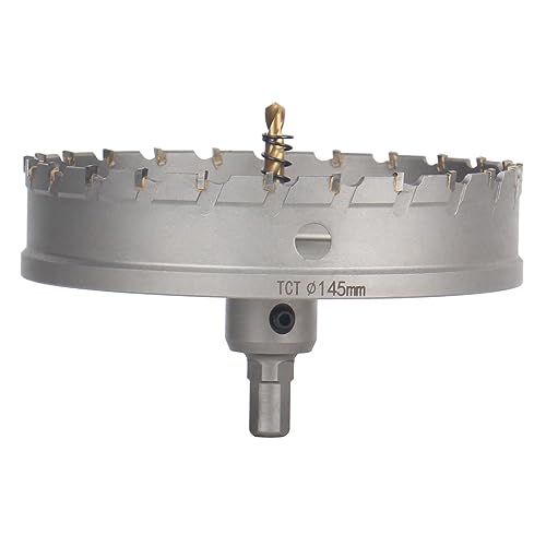 Vearter 145mm Hartmetall Lochsäge, TCT Lochbohrer Bohrer mit Zentrierbohrer, Hartmetallbohrer für Metall, Edelstahl, Baustahl, Aluminium, Kupfer, Eisen, Kunststoff, Glasfaser Vearter 145mm Hartmetall Lochsäge, TCT Lochbohrer Bohrer mit Zentrierbohrer, Hartmetallbohrer für Metall, Edelstahl, Baustahl, Aluminium, Kupfer, Eisen, Kunststoff, Glasfaser von Vearter