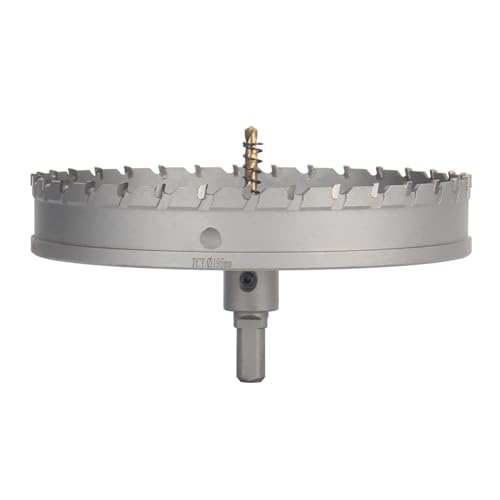 Vearter 195mm Hartmetall Lochsäge, TCT Lochbohrer Bohrer mit Zentrierbohrer, Hartmetallbohrer für Metall, Edelstahl, Baustahl, Aluminium, Kupfer, Eisen, Kunststoff, Glasfaser von Vearter