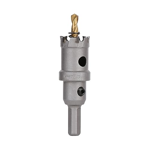 Vearter 24mm Hartmetall Lochsäge, Lochbohrer Bohrer mit Zentrierbohrer, Hartmetallbohrer für Metall, Edelstahl, Baustahl, Aluminium, Kupfer, Eisen, Kunststoff, Glasfaser von Vearter