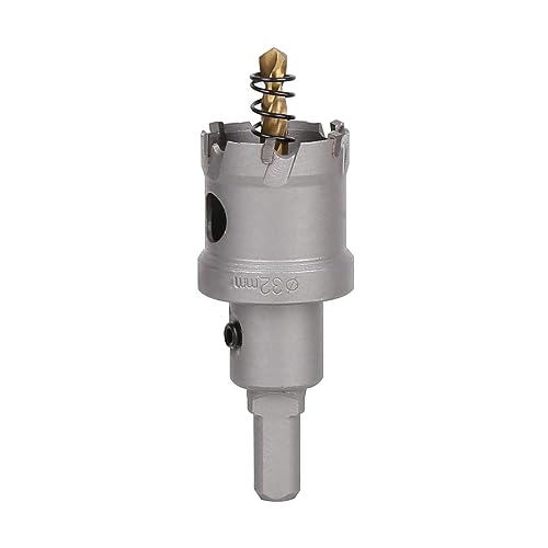 Vearter 32mm Hartmetall Lochsäge, TCT Lochbohrer Bohrer mit Zentrierbohrer, Hartmetallbohrer für Metall, Edelstahl, Baustahl, Aluminium, Kupfer, Eisen, Kunststoff, Glasfaser von Vearter