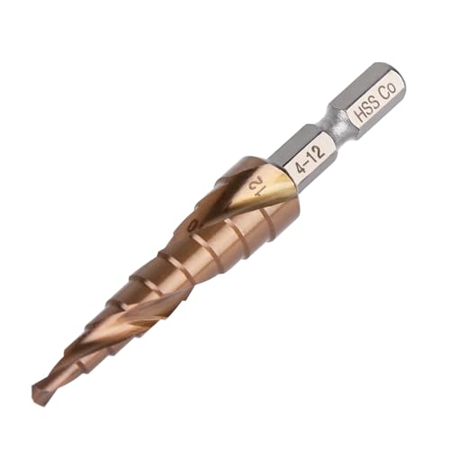 Vearter 4-12mm Stufenbohrer Metall, 9 Stufen Kegelbohrer Metallbohrer, HSS M35 Kobalt Lochbohrer, Spiralnut Sechskantschaft Bohrer für Edelstahl, Aluminiumblech, Eisen, Kunststoff, PVC, Holz Vearter 4-12mm Stufenbohrer Metall, 9 Stufen Kegelbohrer Metallbohrer, HSS M35 Kobalt Lochbohrer, Spiralnut Sechskantschaft Bohrer für Edelstahl, Aluminiumblech, Eisen, Kunststoff, PVC, Holz von Vearter