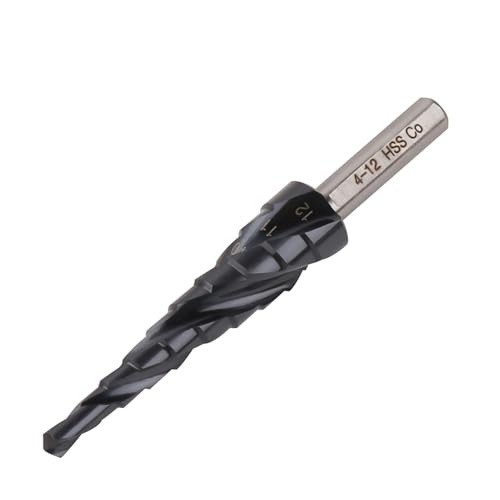 Vearter 4-12mm Stufenbohrer Metall, 9 Stufen Kegelbohrer Metallbohrer, HSS M35 Lochbohrer, Spiralnut Dreieckschaft Bohrer für Edelstahl, Aluminiumblech, Eisen, Kunststoff, PVC, Holz von Vearter