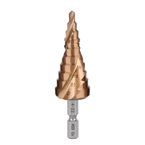 Vearter 4-22mm Stufenbohrer Metall, 10 Stufen Kegelbohrer Metallbohrer, HSS M35 Kobalt Lochbohrer, Spiralnut Sechskantschaft Bohrer für Edelstahl, Aluminiumblech, Eisen, Kunststoff, PVC, Holz Vearter 4-22mm Stufenbohrer Metall, 10 Stufen Kegelbohrer Metallbohrer, HSS M35 Kobalt Lochbohrer, Spiralnut Sechskantschaft Bohrer für Edelstahl, Aluminiumblech, Eisen, Kunststoff, PVC, Holz von Vearter
