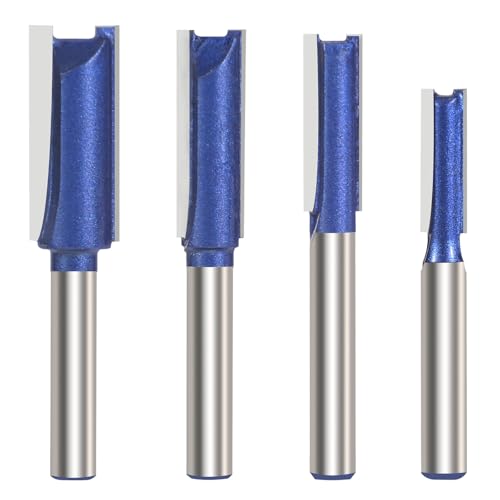 Vearter 4 Stück Bündigfräser 6,35mm Schaft, Zweischneidig Gerade Holzbearbeitung Fräser Oberfräse Zubehör, Fräser Set Holzfräser für Schneiden Nutfräsen – 6,35mm, 8mm, 9,5mm, 12,7mm Vearter 4 Stück Bündigfräser 6,35mm Schaft, Zweischneidig Gerade Holzbearbeitung Fräser Oberfräse Zubehör, Fräser Set Holzfräser für Schneiden Nutfräsen – 6,35mm, 8mm, 9,5mm, 12,7mm von Vearter
