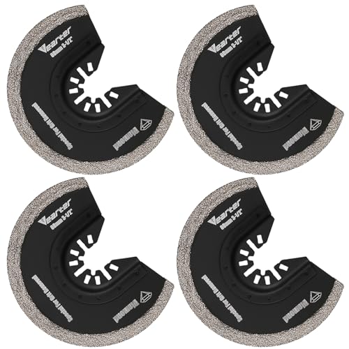 Vearter 4 Stück Diamant Halbkreisförmige Multitool Sägeblätter, 88mm Halbrund Multimaster Sägeblätter Multifunktionswerkzeug Zubehör für Keramikfliesen, Hohlziegel, Zement, weiche Fliesen, Mauerwerk von Vearter