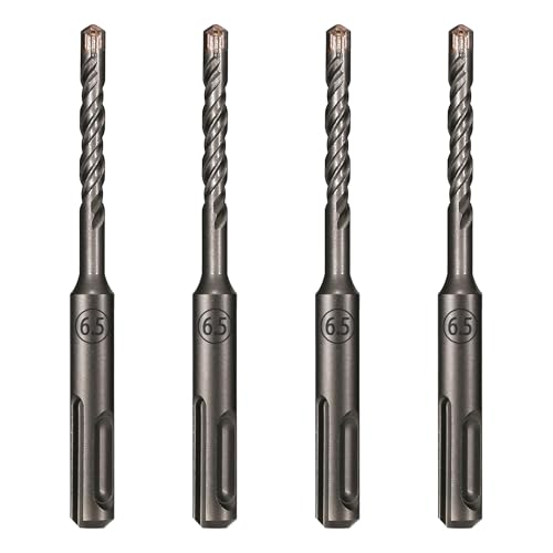 Vearter 4 Stück SDS PLUS Hammerbohrer 4 Schneiden 6,5mm x 110mm, Hartmetall YG8C Steinbohrer SDS Bohrer, Betonbohrer für Stein, Beton, Ziegel, Mauerwerk von Vearter