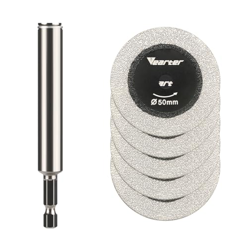 Vearter 5 Stück Diamant Trennscheiben, 50mm Doppelseitige Trennscheibe für Elektrische Handbohrmaschine, Diamanttrennscheibe mit Sechskantgriff Dorn für Fliesen, Quarzstein, Granit, Ziegel, Marmor Vearter 5 Stück Diamant Trennscheiben, 50mm Doppelseitige Trennscheibe für Elektrische Handbohrmaschine, Diamanttrennscheibe mit Sechskantgriff Dorn für Fliesen, Quarzstein, Granit, Ziegel, Marmor von Vearter