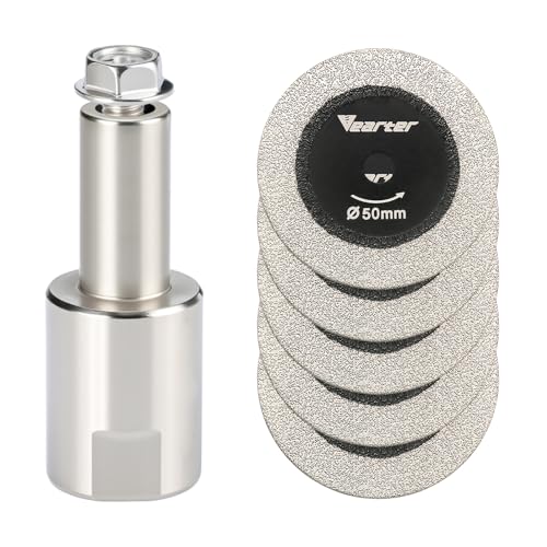 Vearter 5 Stück Diamant Trennscheiben, 50mm Doppelseitige Trennscheibe für Winkelschleifer, Diamanttrennscheibe mit M14 Gewinde Dorn für Fliesen, Quarzstein, Granit, Ziegel, Marmor Vearter 5 Stück Diamant Trennscheiben, 50mm Doppelseitige Trennscheibe für Winkelschleifer, Diamanttrennscheibe mit M14 Gewinde Dorn für Fliesen, Quarzstein, Granit, Ziegel, Marmor von Vearter