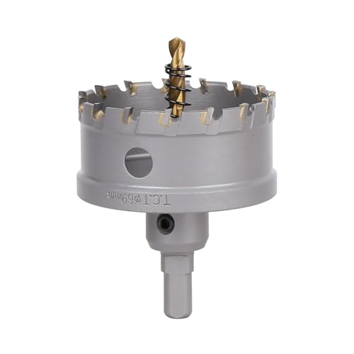 Vearter 69mm Hartmetall Lochsäge, TCT Lochbohrer Bohrer mit Zentrierbohrer, Hartmetallbohrer für Metall, Edelstahl, Baustahl, Aluminium, Kupfer, Eisen, Kunststoff, Glasfaser Vearter 69mm Hartmetall Lochsäge, TCT Lochbohrer Bohrer mit Zentrierbohrer, Hartmetallbohrer für Metall, Edelstahl, Baustahl, Aluminium, Kupfer, Eisen, Kunststoff, Glasfaser von Vearter