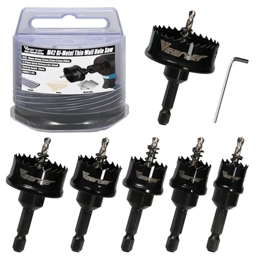 Vearter Bi-Metall Lochsäge, 16-40mm 6 Stück Lochsäge Set Bohrkrone, Dünnwandiges Kobalt M42 Lochkreissäge Set mit Dornen für Holz, Metall, Kupfer, Gips, PVC, Stahlplatte, Trockenbau Vearter Bi-Metall Lochsäge, 16-40mm 6 Stück Lochsäge Set Bohrkrone, Dünnwandiges Kobalt M42 Lochkreissäge Set mit Dornen für Holz, Metall, Kupfer, Gips, PVC, Stahlplatte, Trockenbau von Vearter