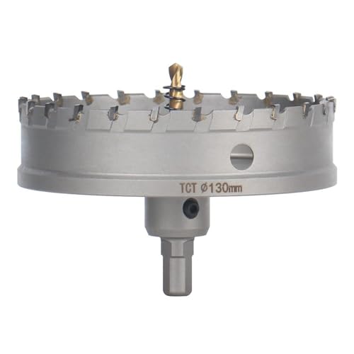 Vearter 130mm Hartmetall Lochsäge, TCT Lochbohrer Bohrer mit Zentrierbohrer, Hartmetallbohrer für Metall, Edelstahl, Baustahl, Aluminium, Kupfer, Eisen, Kunststoff, Glasfaser von Vearter