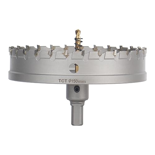 Vearter TCT Lochsäge, 150 mm Hartmetallbohrer mit Zentrierbohrer, Fräser für Hartmetall, Edelstahl, Baustahl, Aluminiumlegierung, Kupfer, Eisen, Kunststoff und Glasfaser Vearter TCT Lochsäge, 150 mm Hartmetallbohrer mit Zentrierbohrer, Fräser für Hartmetall, Edelstahl, Baustahl, Aluminiumlegierung, Kupfer, Eisen, Kunststoff und Glasfaser von Vearter