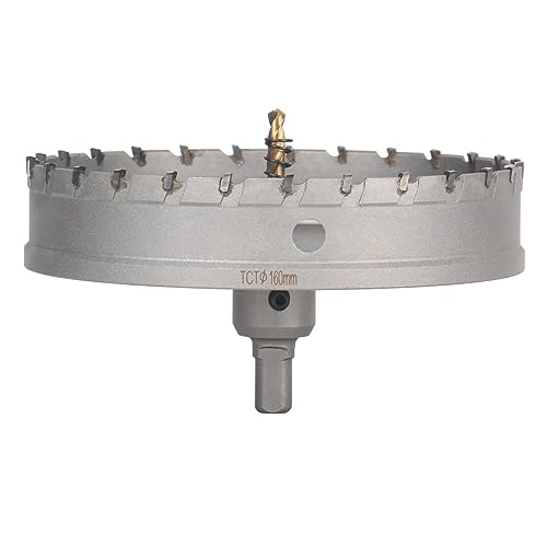 Vearter 160mm Hartmetall Lochsäge, TCT Lochbohrer Bohrer mit Zentrierbohrer, Hartmetallbohrer für Metall, Edelstahl, Baustahl, Aluminium, Kupfer, Eisen, Kunststoff, Glasfaser Vearter 160mm Hartmetall Lochsäge, TCT Lochbohrer Bohrer mit Zentrierbohrer, Hartmetallbohrer für Metall, Edelstahl, Baustahl, Aluminium, Kupfer, Eisen, Kunststoff, Glasfaser von Vearter