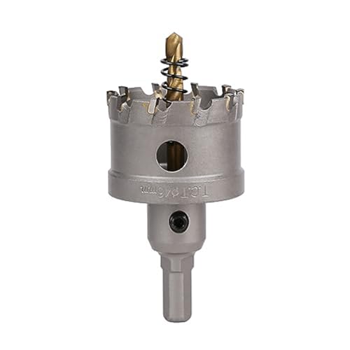 Vearter 46mm Hartmetall Lochsäge, TCT Lochbohrer Bohrer mit Zentrierbohrer, Hartmetallbohrer für Metall, Edelstahl, Baustahl, Aluminium, Kupfer, Eisen, Kunststoff, Glasfaser von Vearter