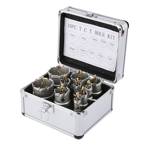 Vearter 10 Stück Lochsäge Set, 16–53mm Hartmetall Lochsägen Set, TCT Lochbohrer Bohrer für Edelstahl, Eisen, Baustahl, Aluminium, Legierung, Kunststoff, Glasfaser Vearter 10 Stück Lochsäge Set, 16–53mm Hartmetall Lochsägen Set, TCT Lochbohrer Bohrer für Edelstahl, Eisen, Baustahl, Aluminium, Legierung, Kunststoff, Glasfaser von Vearter