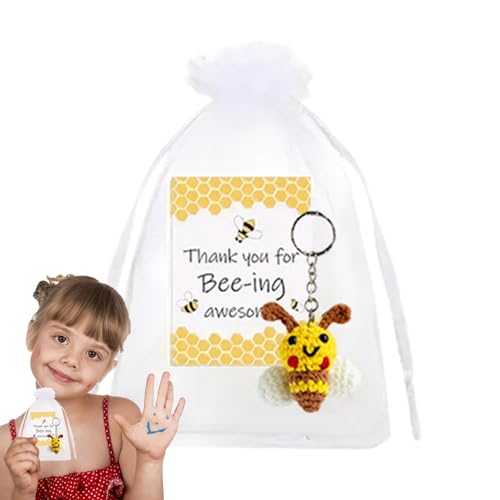 Veasbuu Bee Keychains, Card Crochet Set, 2.16×2.16 Inches Decorative Festive Keyrings, Handmade Bee Design, Appreciation Tokens for Employee, Nurses and Colleagues von Veasbuu
