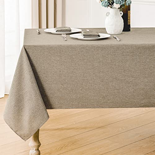Veblandy Rechteckige Tischdecke, Leinenstruktur, wasserdicht und schmutzabweisend, knitterfrei, dekorativer Stoff, Bauernhaus-Tischdecke für Essen/Party/Buffet/Hochzeit, 132 x 178 cm, Mokka Veblandy Rechteckige Tischdecke, Leinenstruktur, wasserdicht und schmutzabweisend, knitterfrei, dekorativer Stoff, Bauernhaus-Tischdecke für Essen/Party/Buffet/Hochzeit, 132 x 178 cm, Mokka von Veblandy