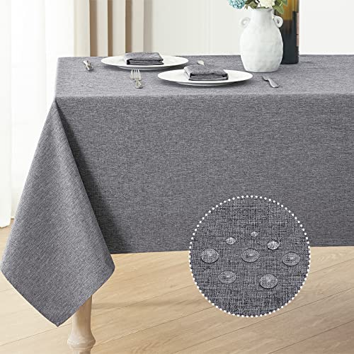 Veblandy Rechteckige Tischdecke, Leinenstruktur, wasserdicht und schmutzabweisend, knitterfrei, dekorativer Stoff, Bauernhaus-Tischdecke für Essen/Party/Buffet/Hochzeit, 152,4 x 308,5 cm, Dunkelgrau Veblandy Rechteckige Tischdecke, Leinenstruktur, wasserdicht und schmutzabweisend, knitterfrei, dekorativer Stoff, Bauernhaus-Tischdecke für Essen/Party/Buffet/Hochzeit, 152,4 x 308,5 cm, Dunkelgrau von Veblandy