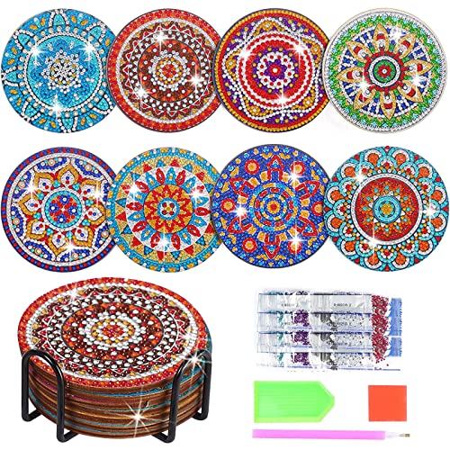 Vecibel 8 STK Diamond Painting Untersetzer mit Halter, DIY 5D Diamond Art Painting Mandala Diamond Painting Erwachsene Diamant-Malsets, DIY-Mandala-Untersetzer zum Basteln Erwachsene, 15*12*6cm Vecibel 8 STK Diamond Painting Untersetzer mit Halter, DIY 5D Diamond Art Painting Mandala Diamond Painting Erwachsene Diamant-Malsets, DIY-Mandala-Untersetzer zum Basteln Erwachsene, 15*12*6cm von Vecibel