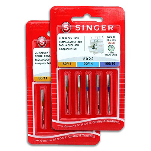 Singer Set mit 2 Packungen Overlock-Nadeln 2022 500R ELx705 für Overlock-Nähmaschine 14SH von Singer Singer Set mit 2 Packungen Overlock-Nadeln 2022 500R ELx705 für Overlock-Nähmaschine 14SH von Singer von Singer