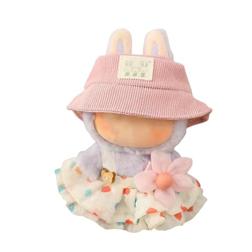 Vectella Labubu Für 17cm Puppe Outfit Gefalteter Rock Blume Haarpinne Set Fischer Hut Kleidung-blumenkleid Und von Vectella