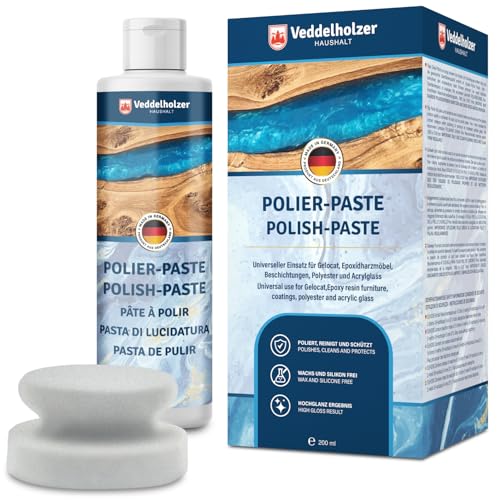 Veddelholzer 200 ml Profi Polierpaste + Polierschwamm für Epoxidharz Möbel Tisch, Acrylglas, Polyester, Gelocat sowie Glasfaser und Carbonfaserverstärkte Kunststoffe. Hochglanz Zubehör Veddelholzer 200 ml Profi Polierpaste + Polierschwamm für Epoxidharz Möbel Tisch, Acrylglas, Polyester, Gelocat sowie Glasfaser und Carbonfaserverstärkte Kunststoffe. Hochglanz Zubehör von Veddelholzer