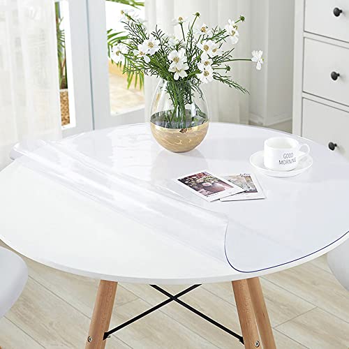 VeeCano Runde Tischdecke aus transparentem Kunststoff, für Esszimmer, 1,5 mm dick, wasserdicht, hitzebeständig, für Kaffee, Abendessen, Bar, Tischunterlage VeeCano Runde Tischdecke aus transparentem Kunststoff, für Esszimmer, 1,5 mm dick, wasserdicht, hitzebeständig, für Kaffee, Abendessen, Bar, Tischunterlage von VeeCano