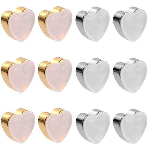 VeekyVicky Flache Silikon-Ohrring-Verschlüsse für Ohrstecker, klares Komfort-Design, 14 Karat echt, vergoldet, 12 Stück – Herzform von VeekyVicky