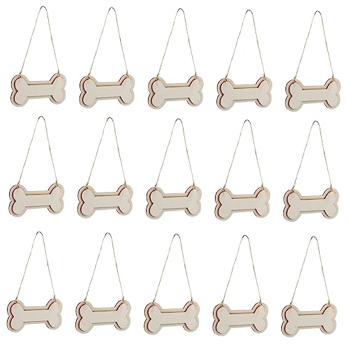 30Stücke Hundeknochen Holzanhänger mit Hanfseil Unvollendete DIY Bastelverzierungen für Projekte und Dekoration von Veemoon