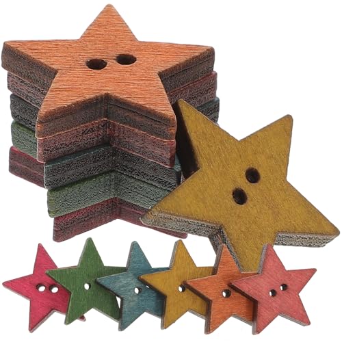 Holzknöpfe mit Sternen, bunte Sterne, zum Nähen, zwei Löcher, Vintage, geometrisch, 25 mm, Basteln, Nähen für Röcke, Handschuhe, Pullover, Hemden, Hüte, Schals, Weihnachtsdekoration, 100 Stück Holzknöpfe mit Sternen, bunte Sterne, zum Nähen, zwei Löcher, Vintage, geometrisch, 25 mm, Basteln, Nähen für Röcke, Handschuhe, Pullover, Hemden, Hüte, Schals, Weihnachtsdekoration, 100 Stück von Veemoon