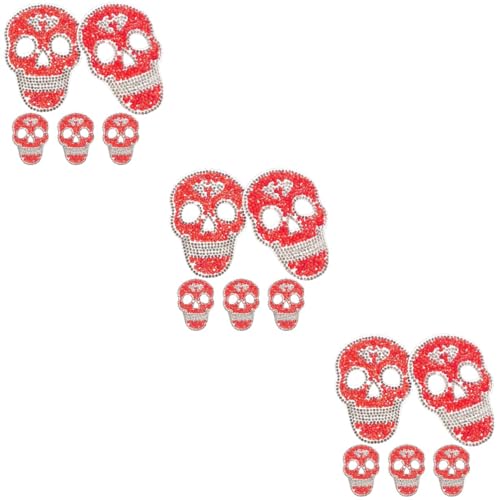 Veemoon 1-5 Stück Heiße Skull Diamantaufkleber DIY-Patches Für Kleidung Horror Goth Bestickte Applikationen Selbstklebende Rückennäher Für Kreative Designs Und Styles von Veemoon