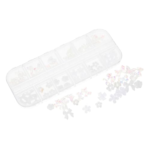 Veemoon 1 Karton Teiliges Nail Art DIY Charms mit Blumen Schleifenformen Resin Nagelanhänger für Maniküre Vielseitige Nageldesign Dekoration für Persönliche und Professionelle Anwendung von Veemoon